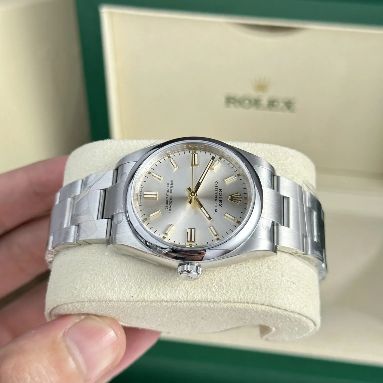 Oyster Perpetual silberfarbenes Zifferblatt Oyster Armband