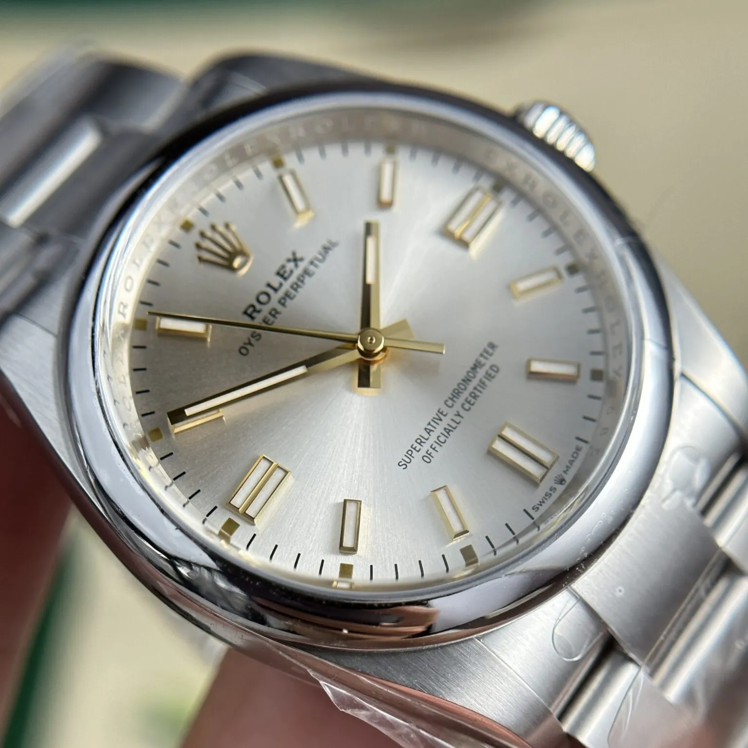 Oyster Perpetual silberfarbenes Zifferblatt Oyster Armband