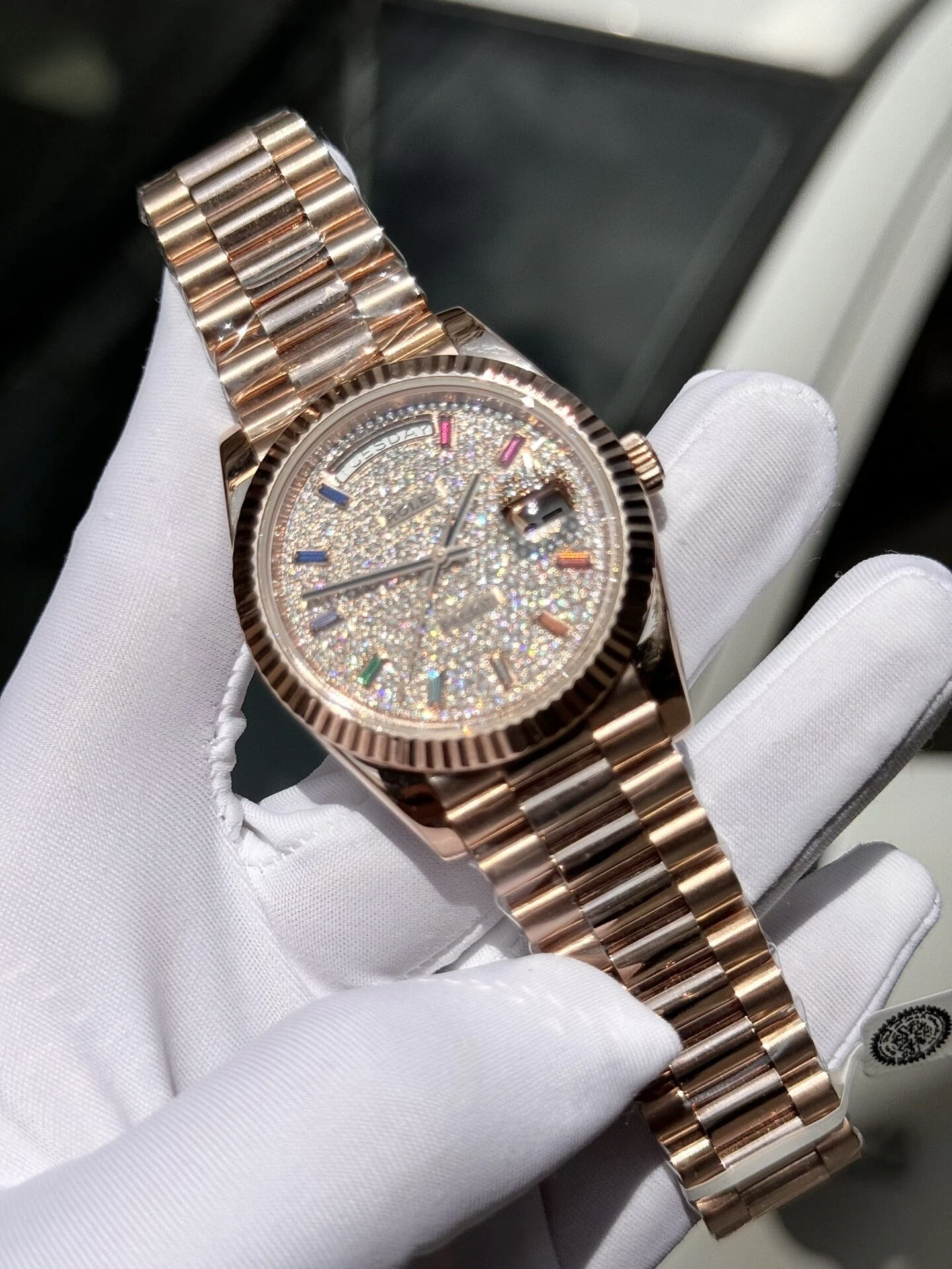 Rolex Day-Date mit Diamantbesatz-Pavé Zifferblatt 128235-0039 36 mm – Superclone – Bild 3