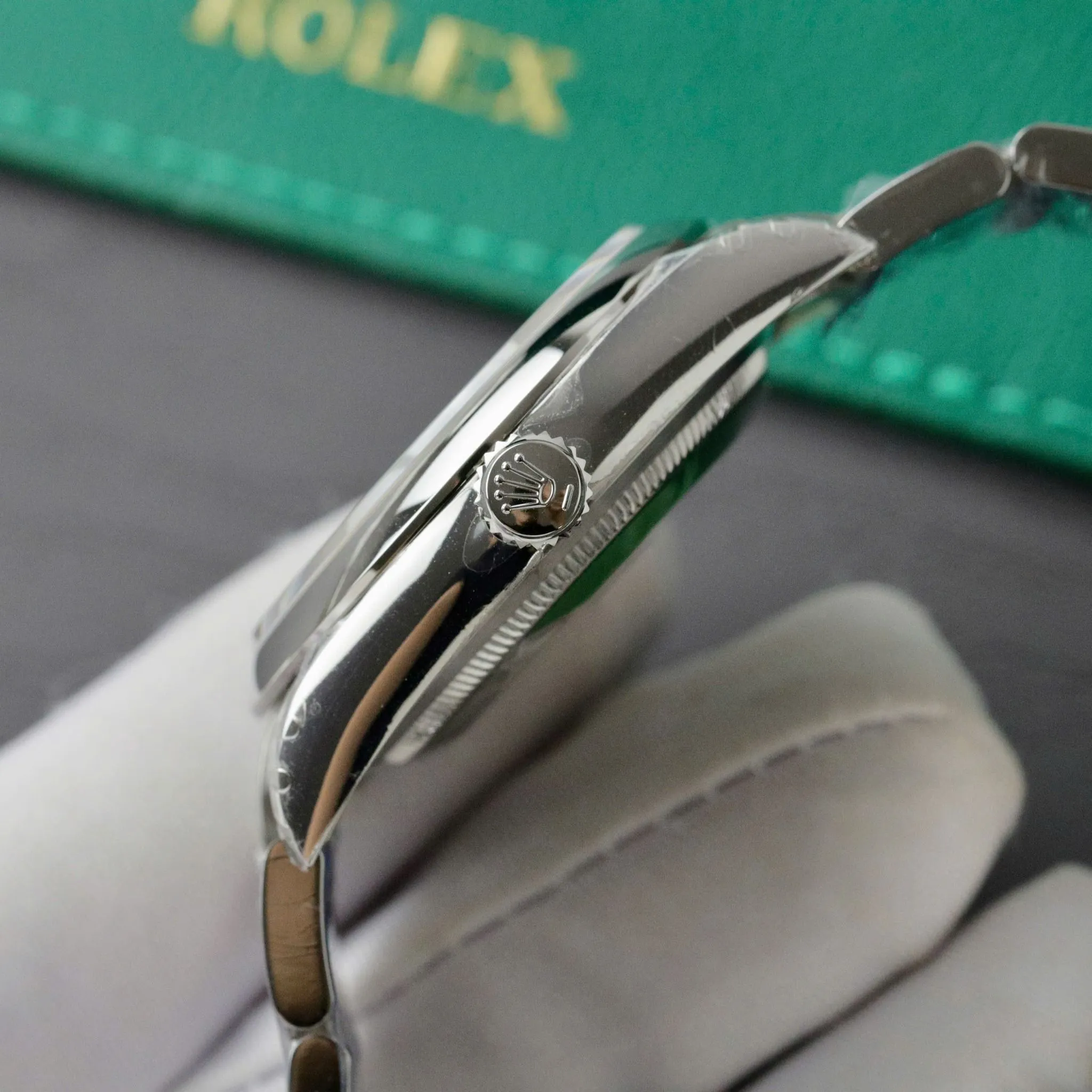 Oyster Perpetual gelbes Zifferblatt Smooth Lünette Oyster Armband