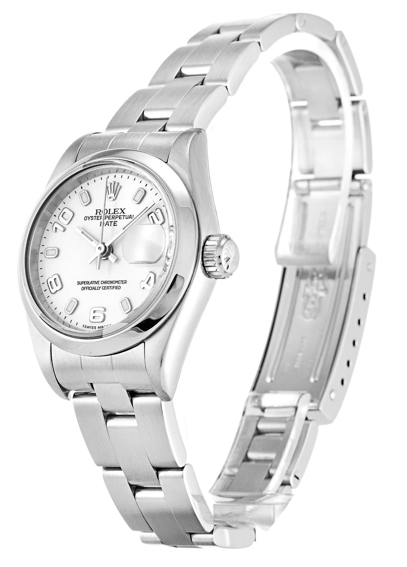Lady-Datejust weißes Zifferblatt 79160 Perspektivansicht