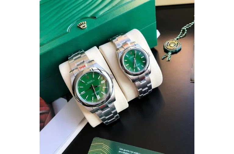 Oyster Perpetual Edelstahl/Edelstahl Grün/Stabindizes