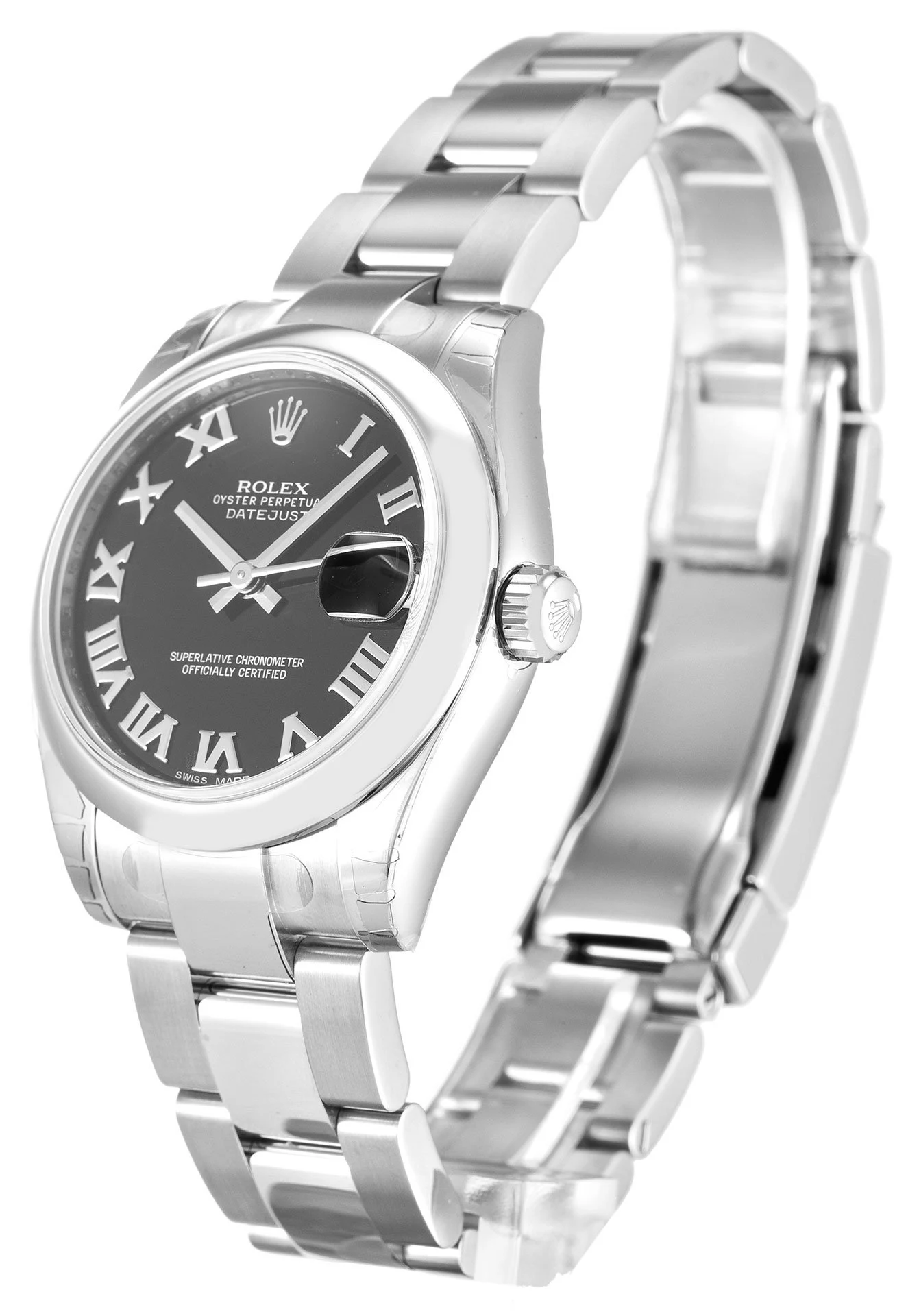 Lady-Datejust schwarzes Zifferblatt 178240 Perspektivansicht