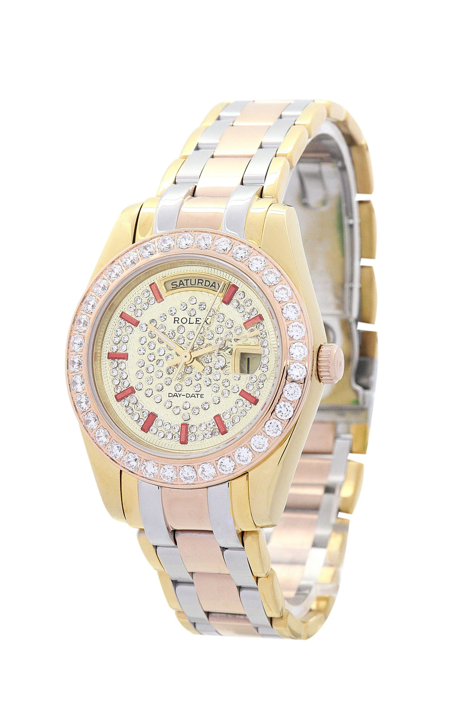 Day-Date Gelbgold mit Diamonds Zifferblatt 118346 Perspektivansicht