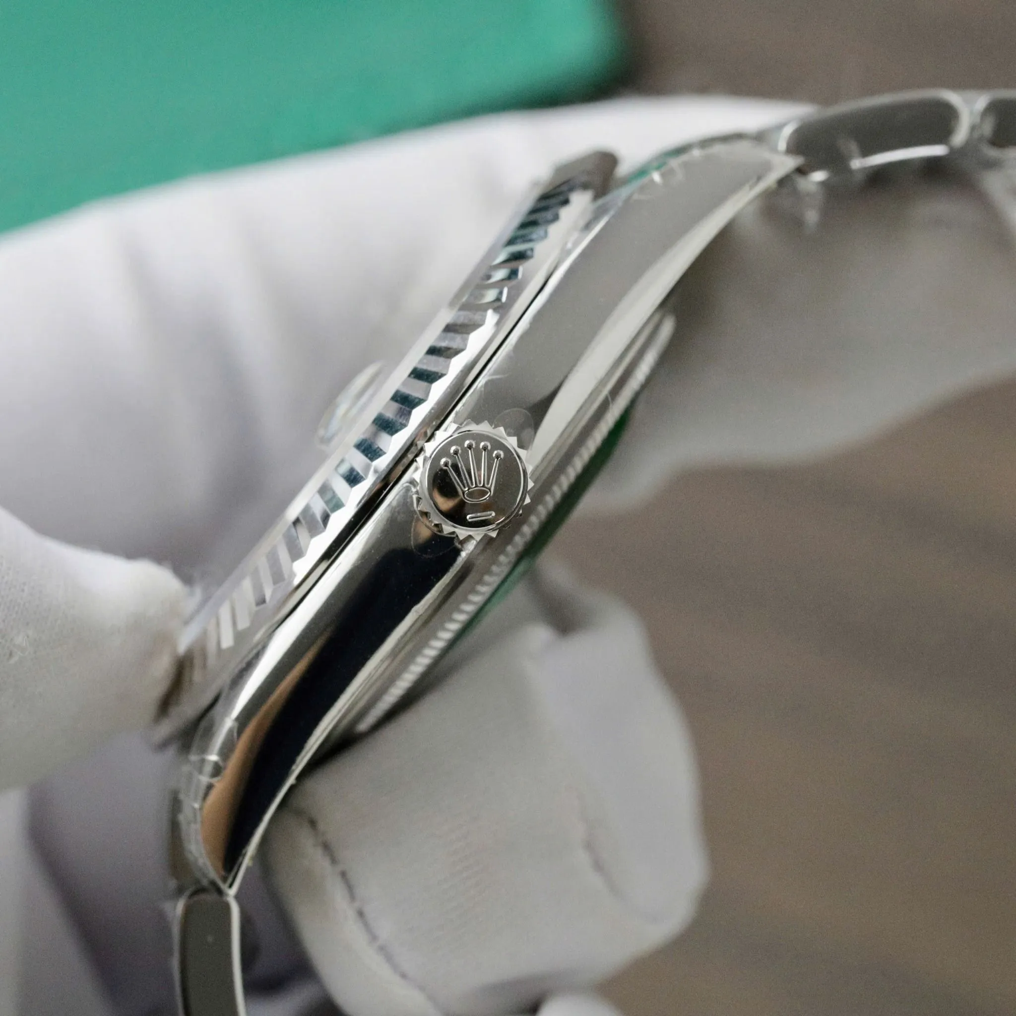 Datejust schiefergraues Zifferblatt Geriffelt Lünette Jubilee Armband