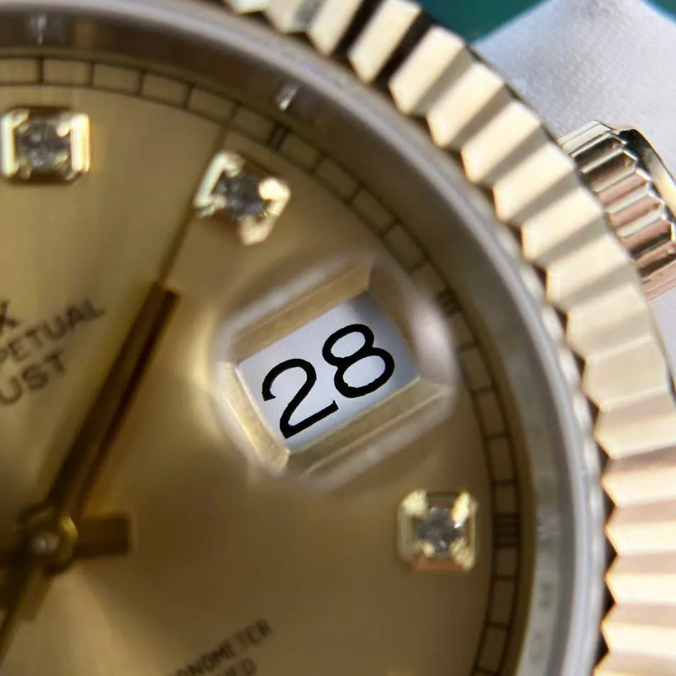 Datejust goldfarbenes Zifferblatt Geriffelt Lünette Two Tone Jubilee Armband