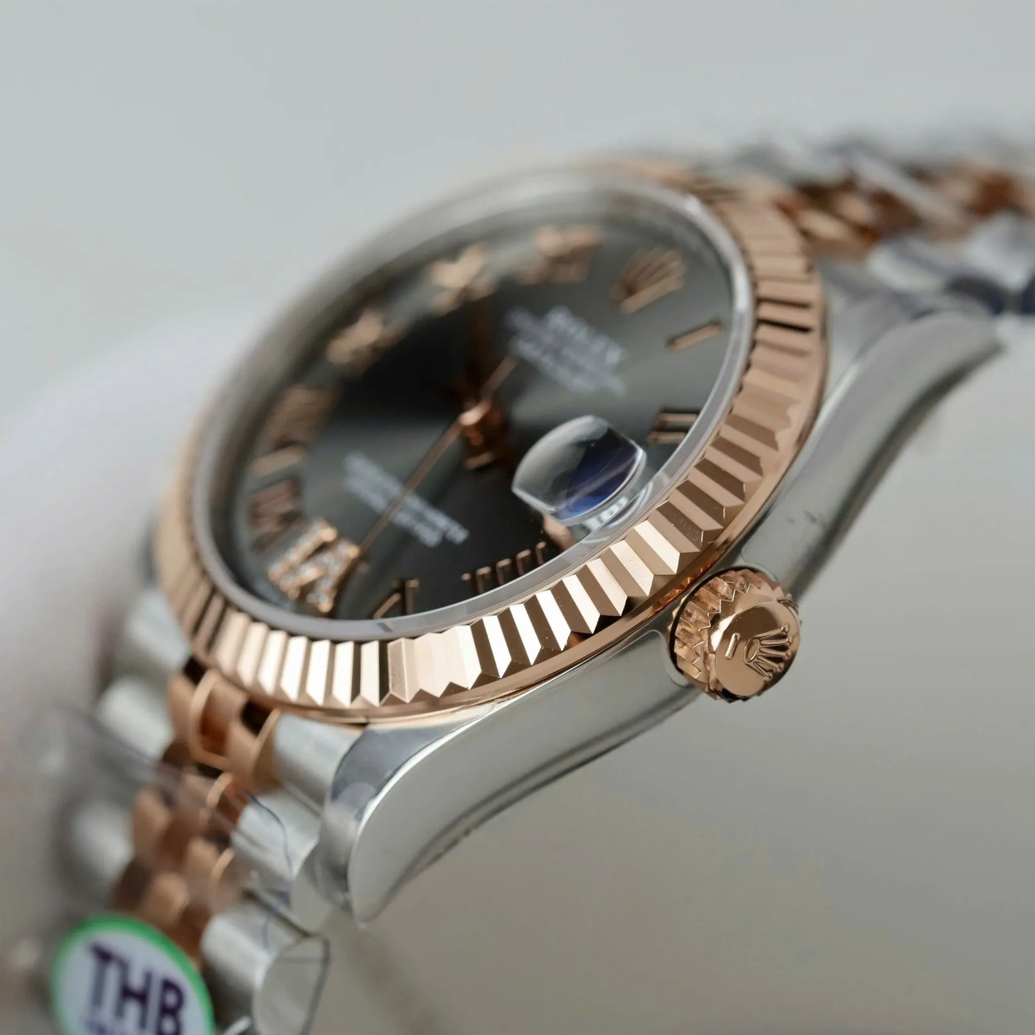 Datejust schiefergraues Zifferblatt Geriffelt Lünette Jubilee Armband