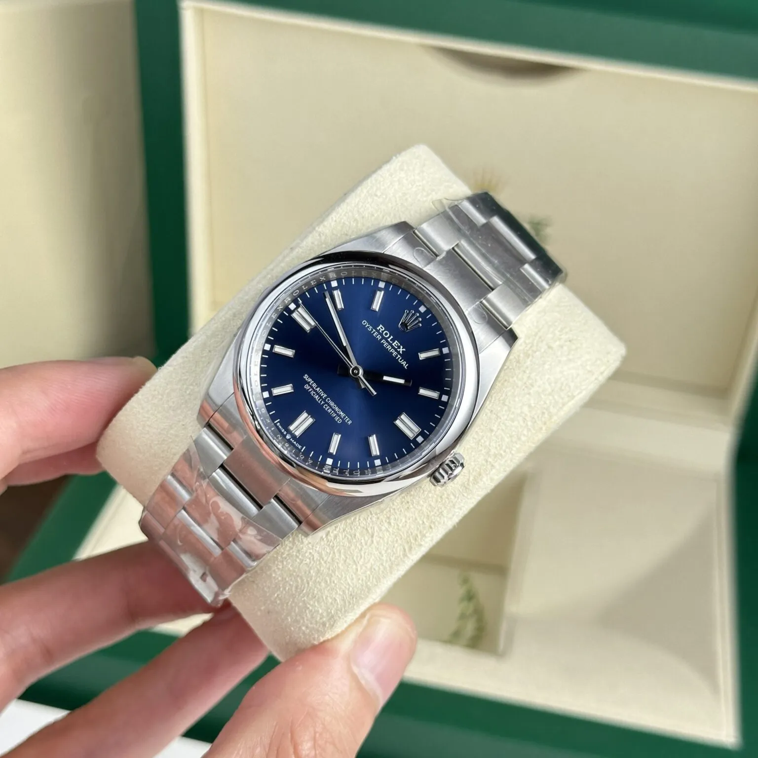 Oyster Perpetual blues Zifferblatt Oyster Armband