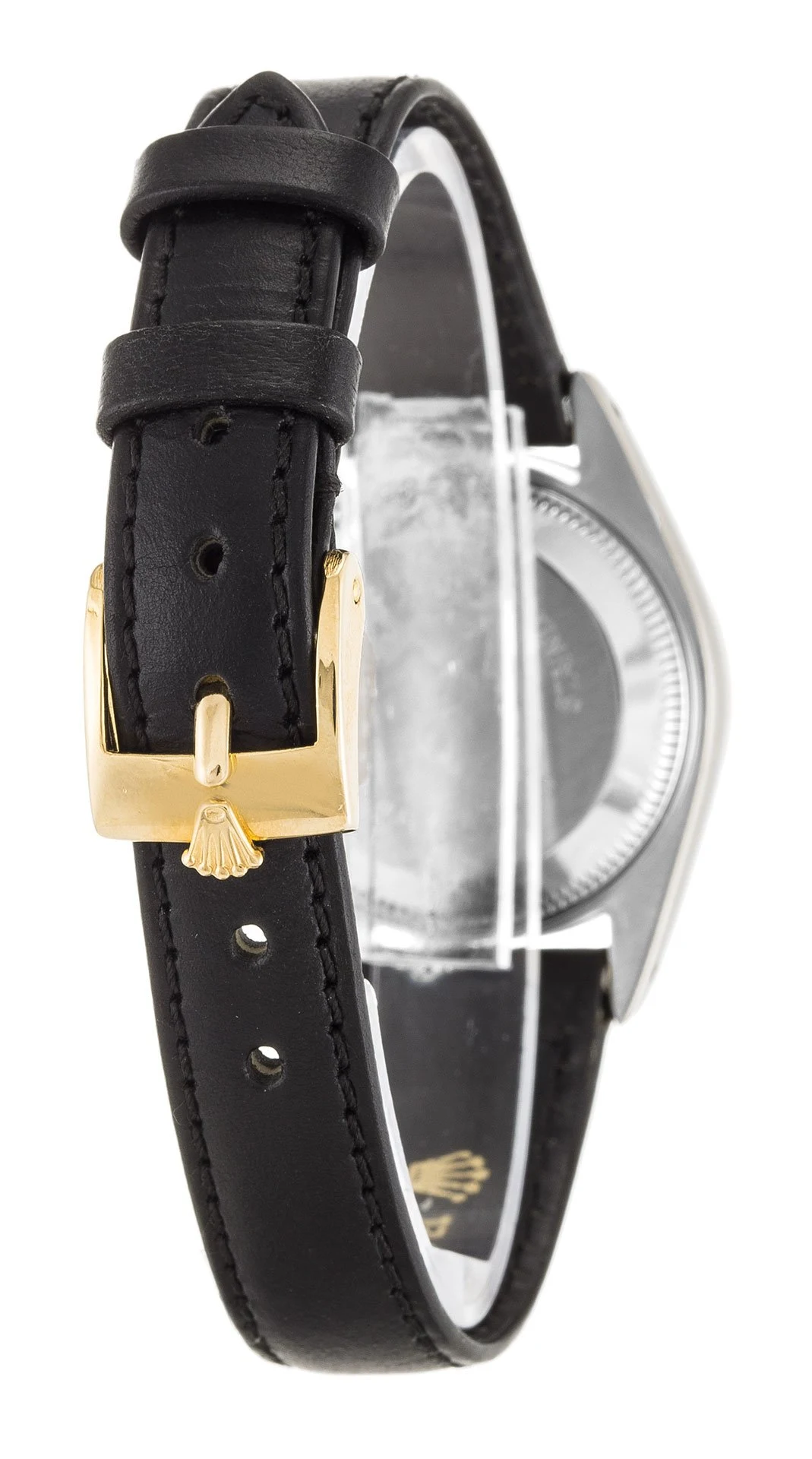 Lady-Datejust weißes Zifferblatt 69173 Leder Schrägansicht