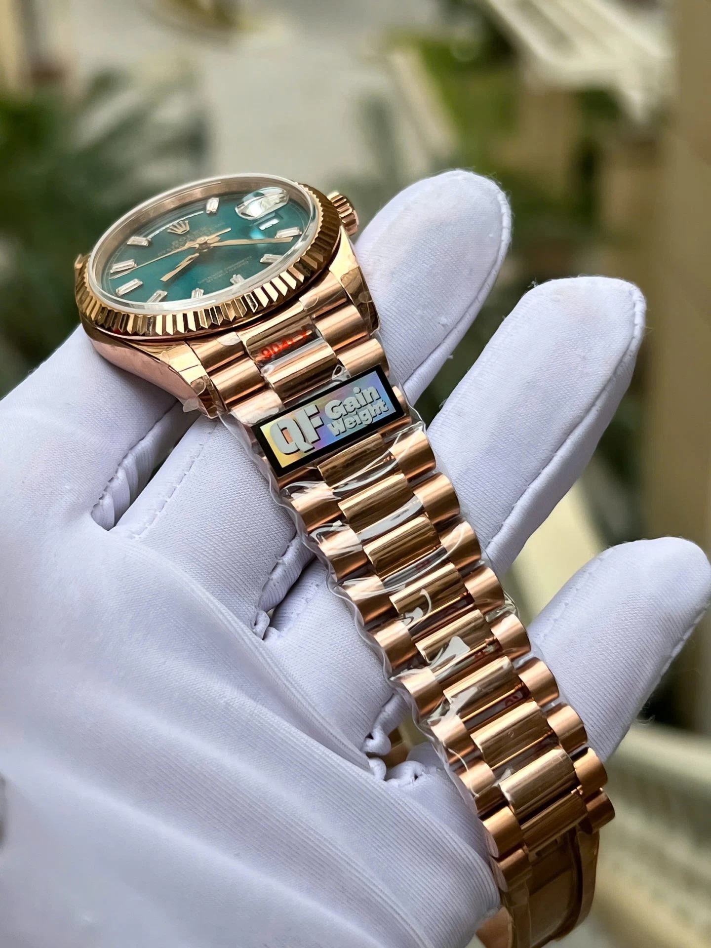 Rolex Day-Date Blaugrün Zifferblatt mit Diamantbesatz 128235-0085 36 mm – Superclone – Bild 8