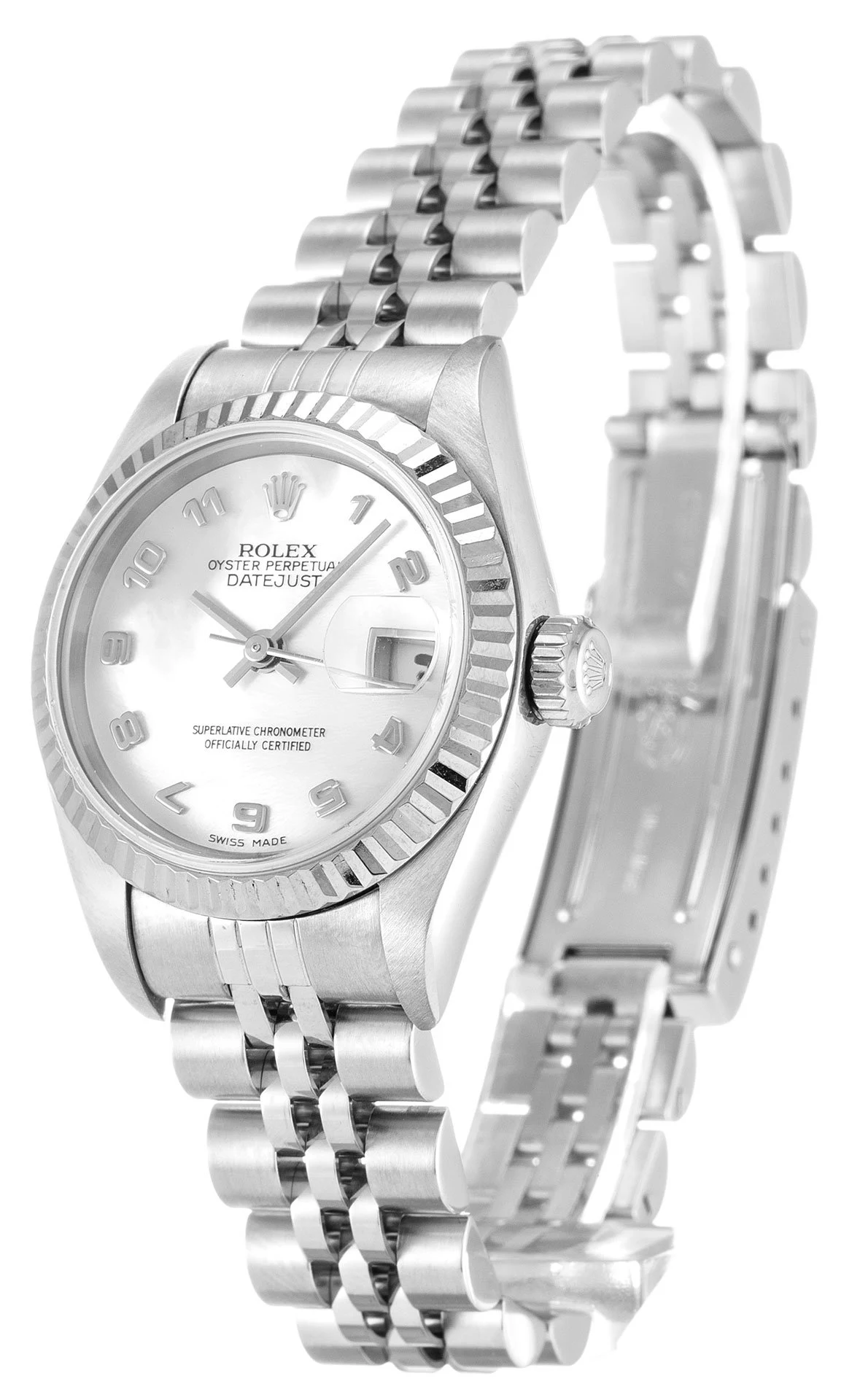 Lady-Datejust Perlmutt - weißes Zifferblatt 79174 Perspektivansicht