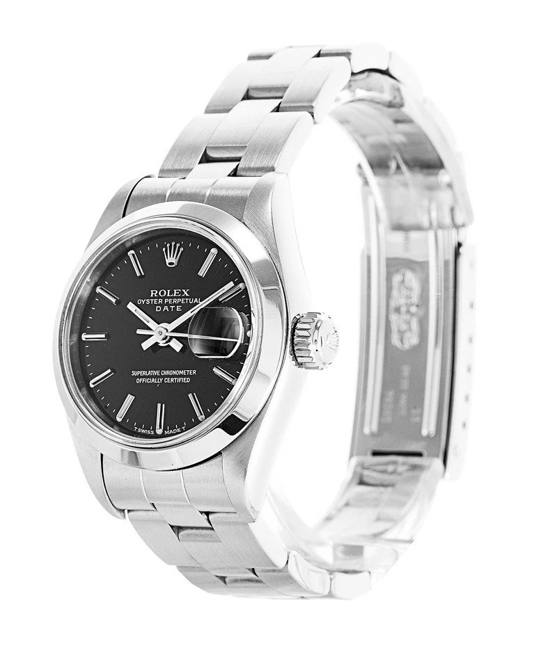 Datejust schwarzes Zifferblatt 69160 Schrägansicht