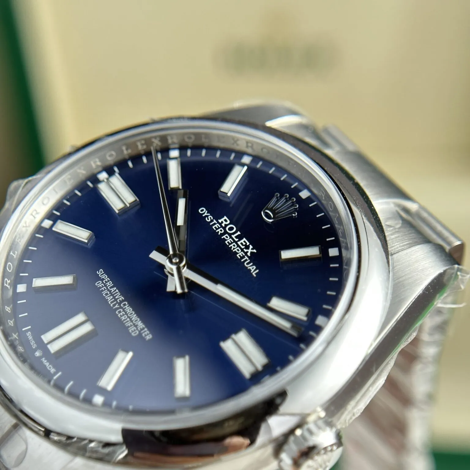 Oyster Perpetual blaues Zifferblatt Oyster Armband
