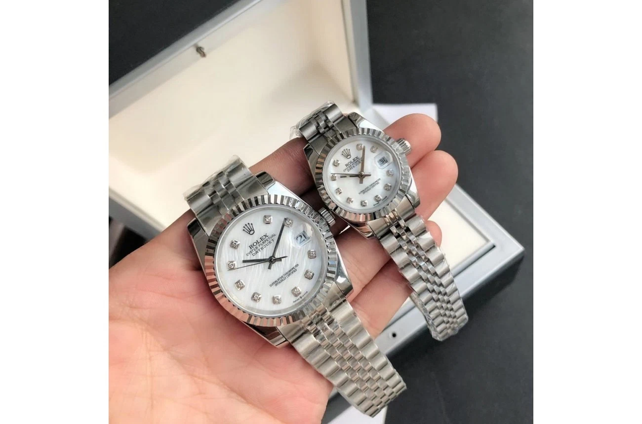 Datejust Edelstahl/Edelstahl Jubilee Weiß/Zifferblatt