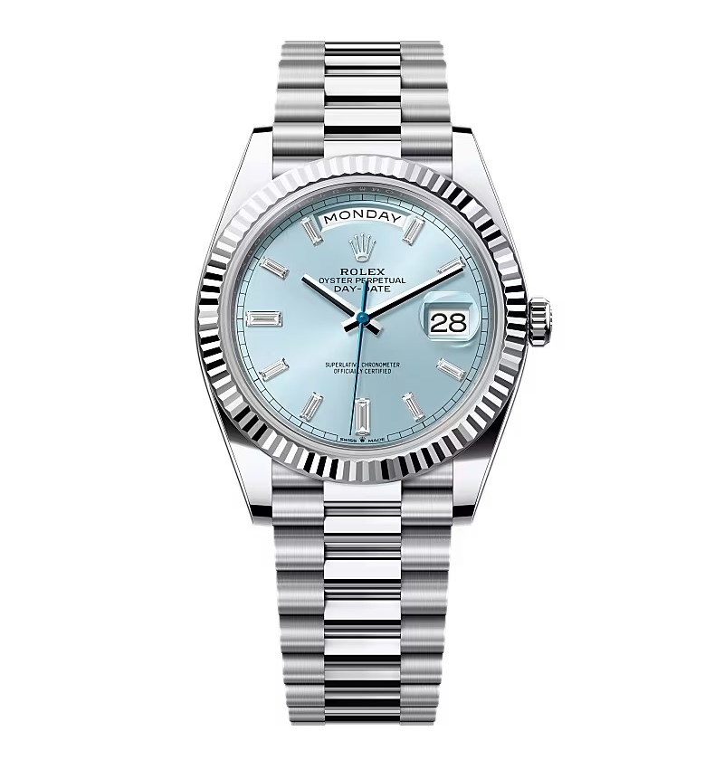 Rolex Day-Date eisblaues Zifferblatt mit Diamantbesatz 128236-0009 36 mm – Superclone