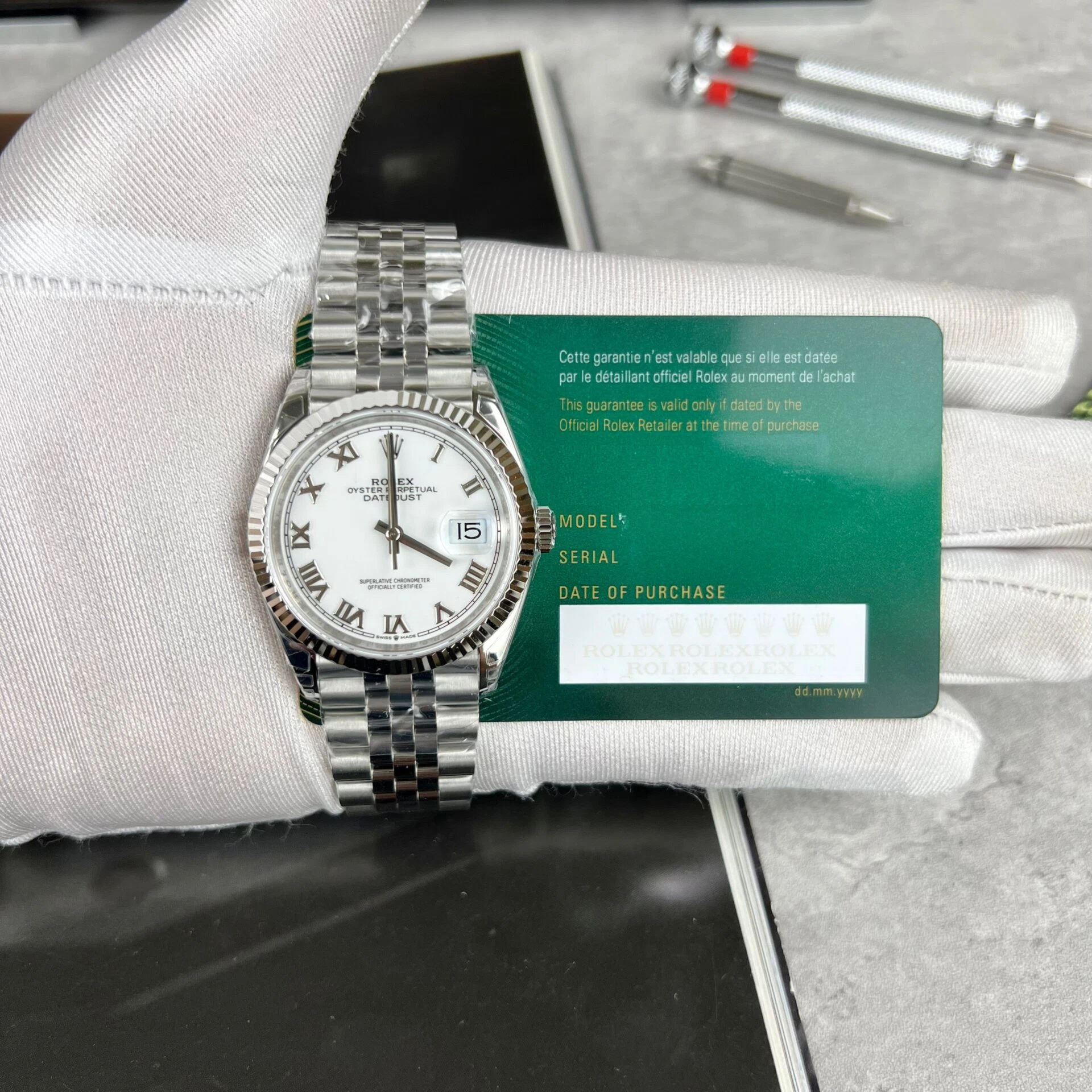 Rolex Datejust weißes Zifferblatt mit römischen Indizes 126334-0024 41 mm – Bild 2