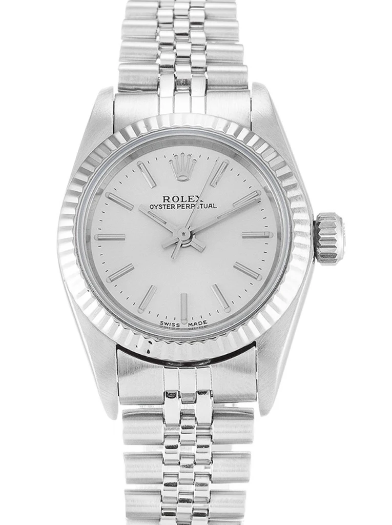 Oyster Perpetual Lady silberfarbenes Zifferblatt 67194