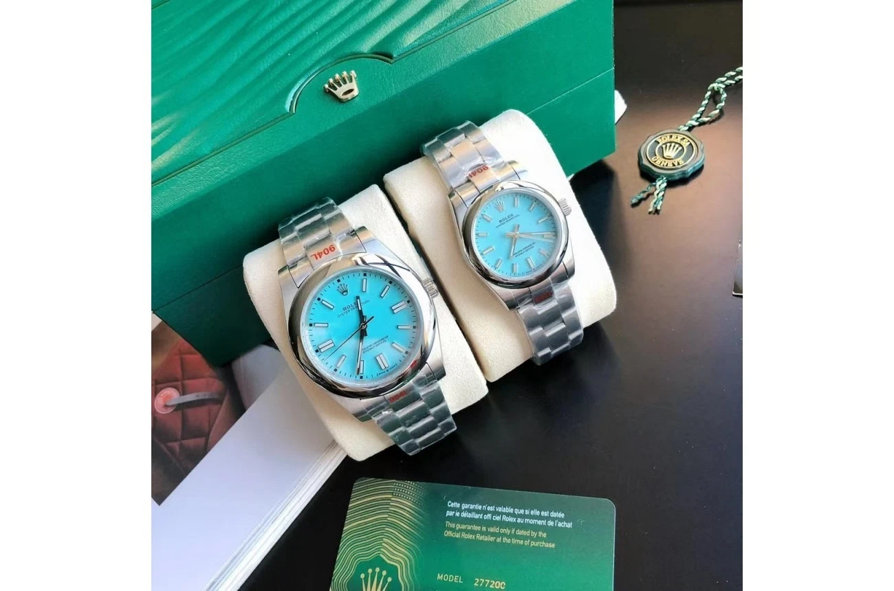 Oyster Perpetual Edelstahl/Edelstahl Tiffany Blau/Stabindizes