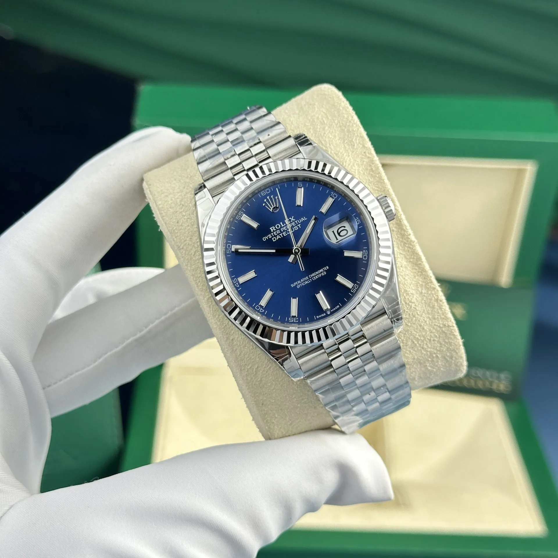Superclone Datejust blaues Zifferblatt 126334 Jubilee Designdetail