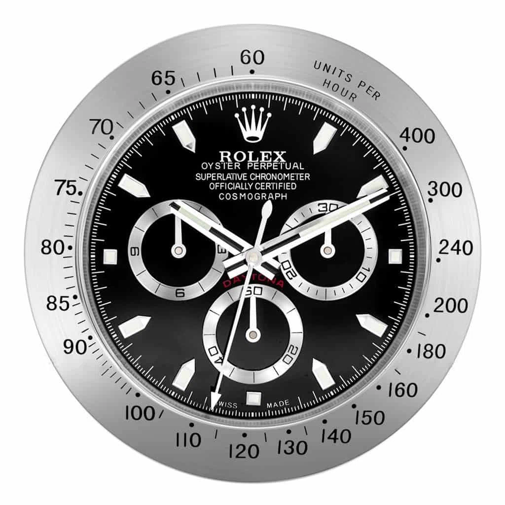 Wanduhr – DAYTONA Chronograph Schwarz Perspektivansicht