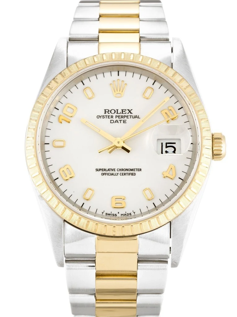 Oyster Perpetual Date weißes Zifferblatt 15223