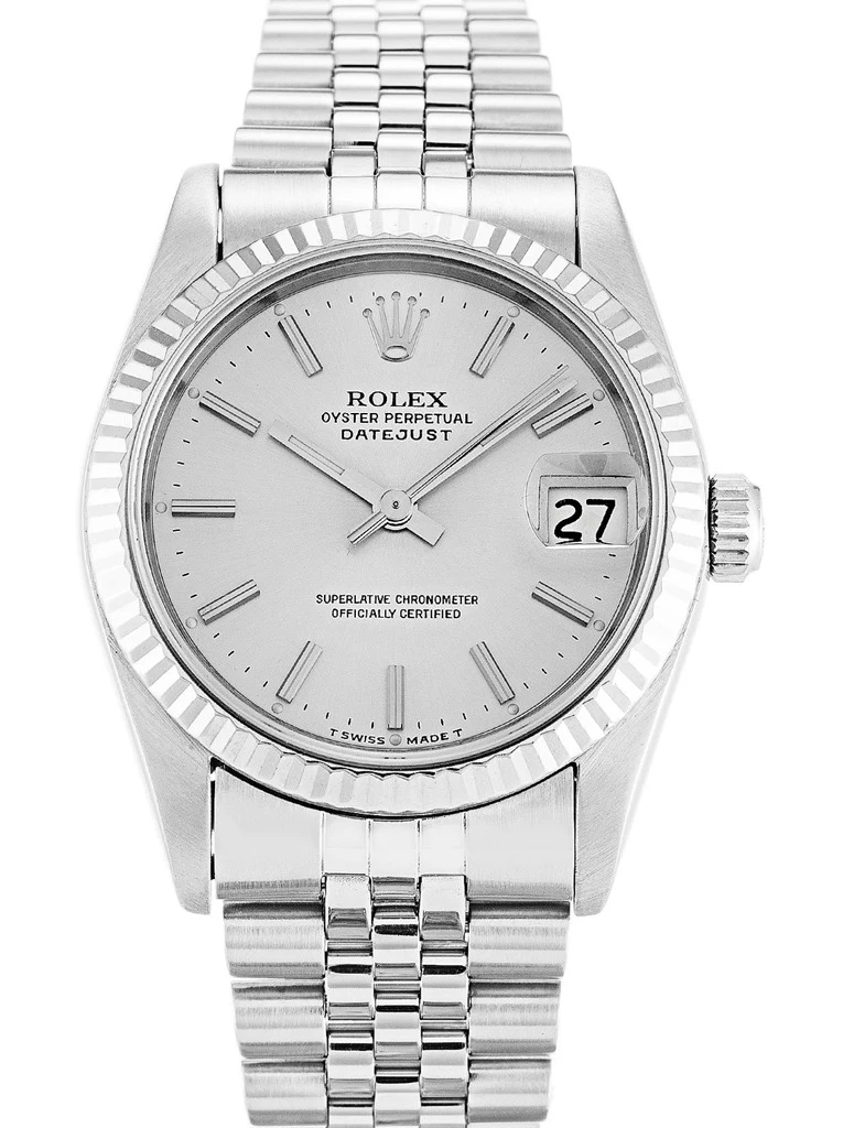 Datejust in mittlerer Größe silberfarbenes Zifferblatt 68274