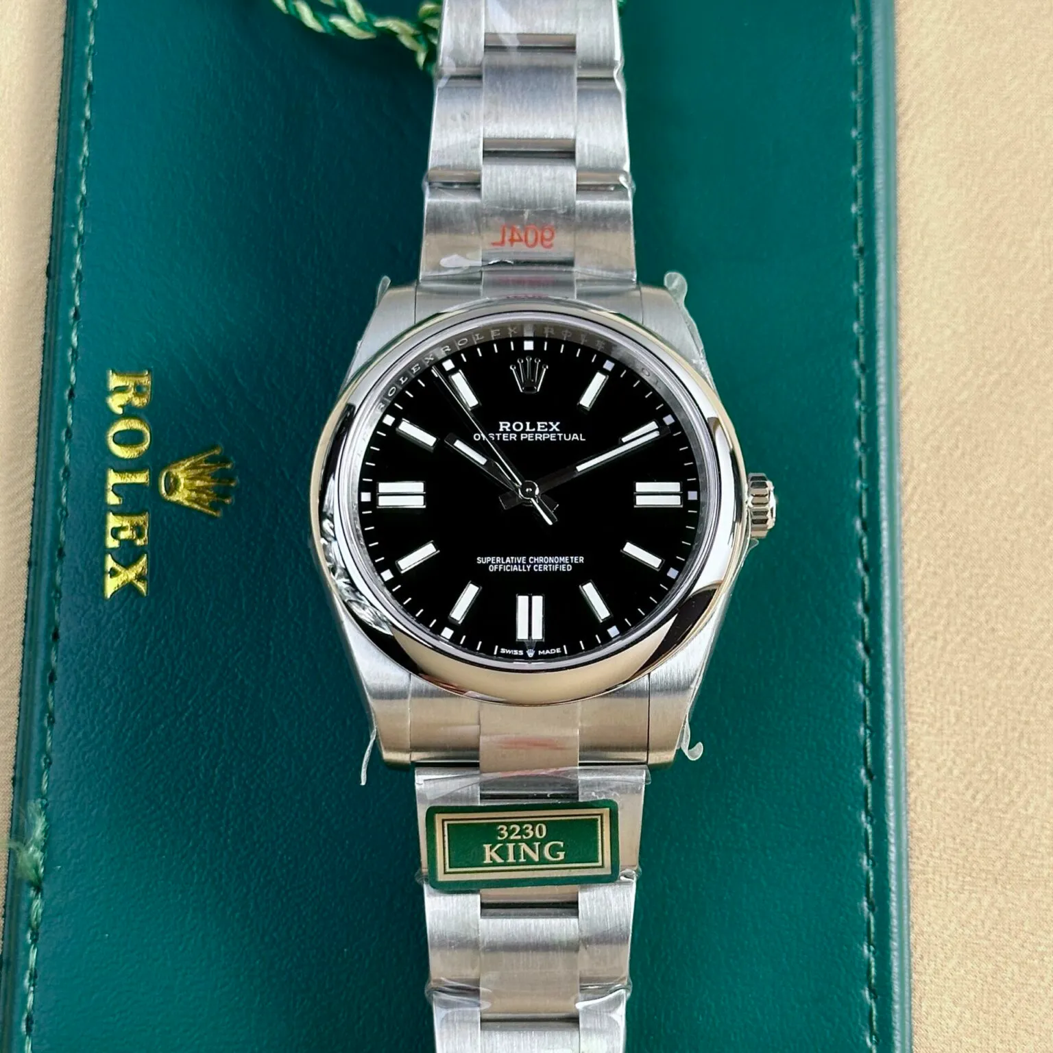 Oyster Perpetual schwarzes Zifferblatt Oyster Armband