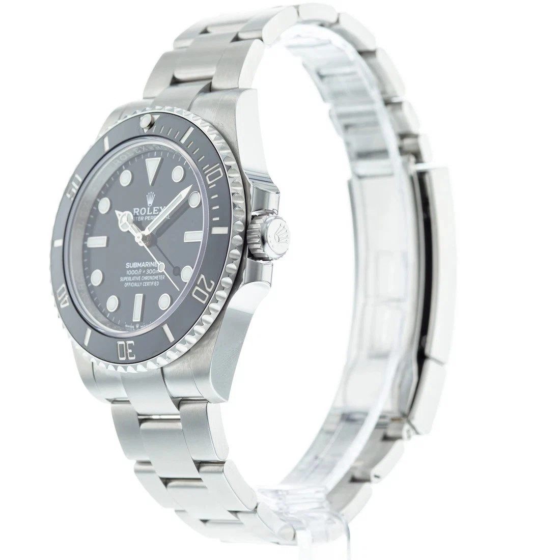 Superclone Submariner schwarzes Zifferblatt 124060 No-Date Schrägansicht