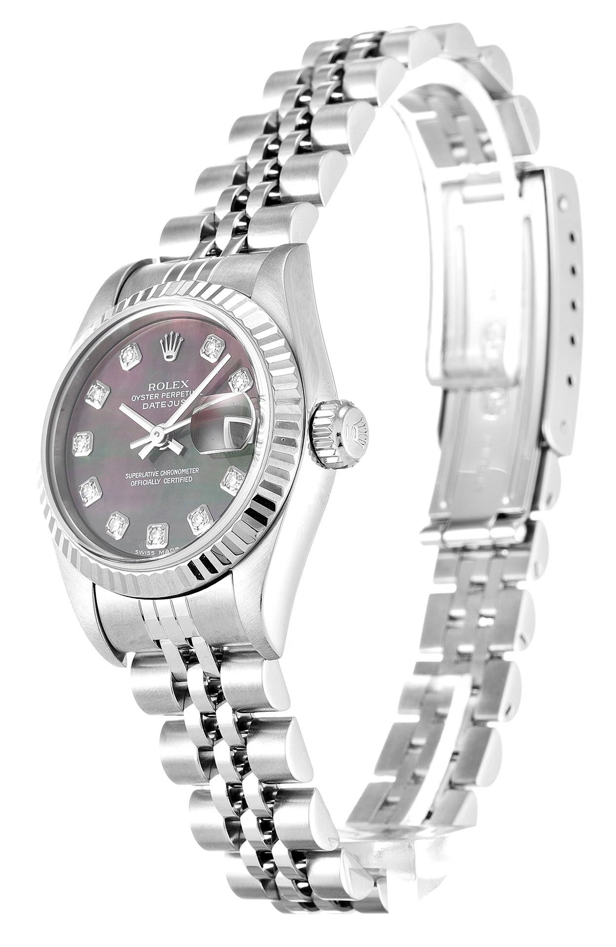 Lady-Datejust Perlmutt - schwarzes Zifferblatt 79174 Perspektivansicht