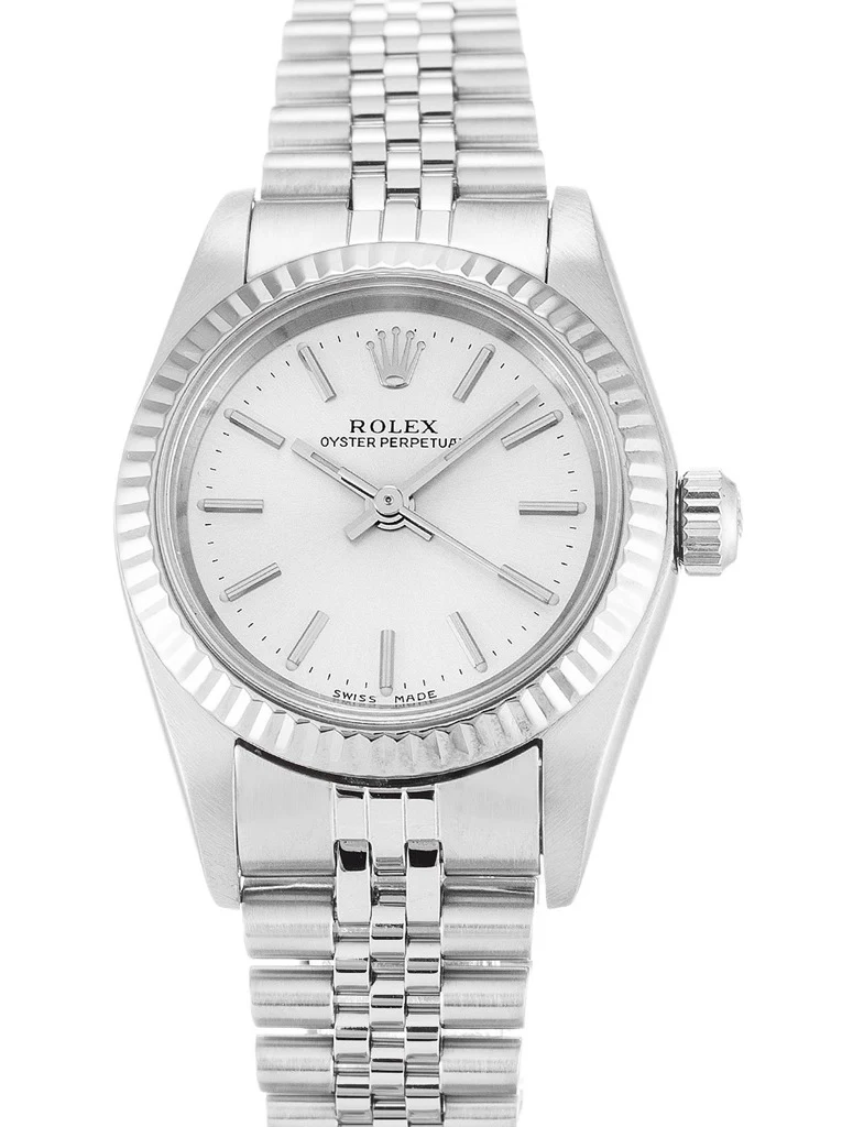 Oyster Perpetual Lady silberfarbenes Zifferblatt 76094
