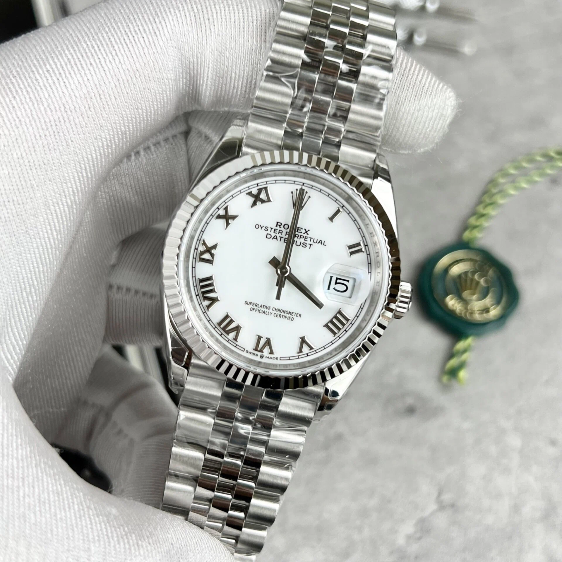 Rolex Datejust weißes Zifferblatt mit römischen Indizes 126334-0024 41 mm – Bild 4