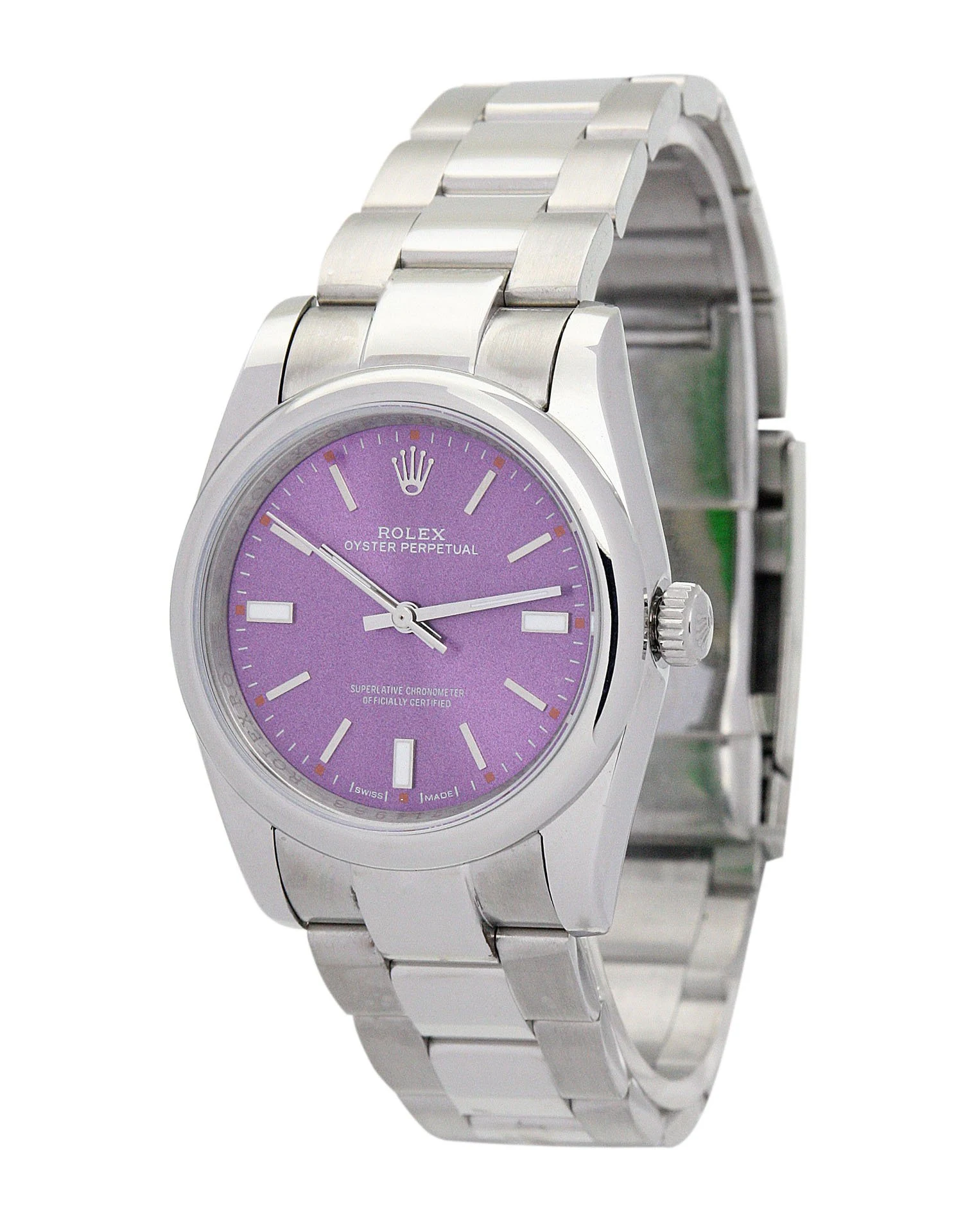 Oyster Perpetual Lady violettes Zifferblatt 177200 Perspektivansicht