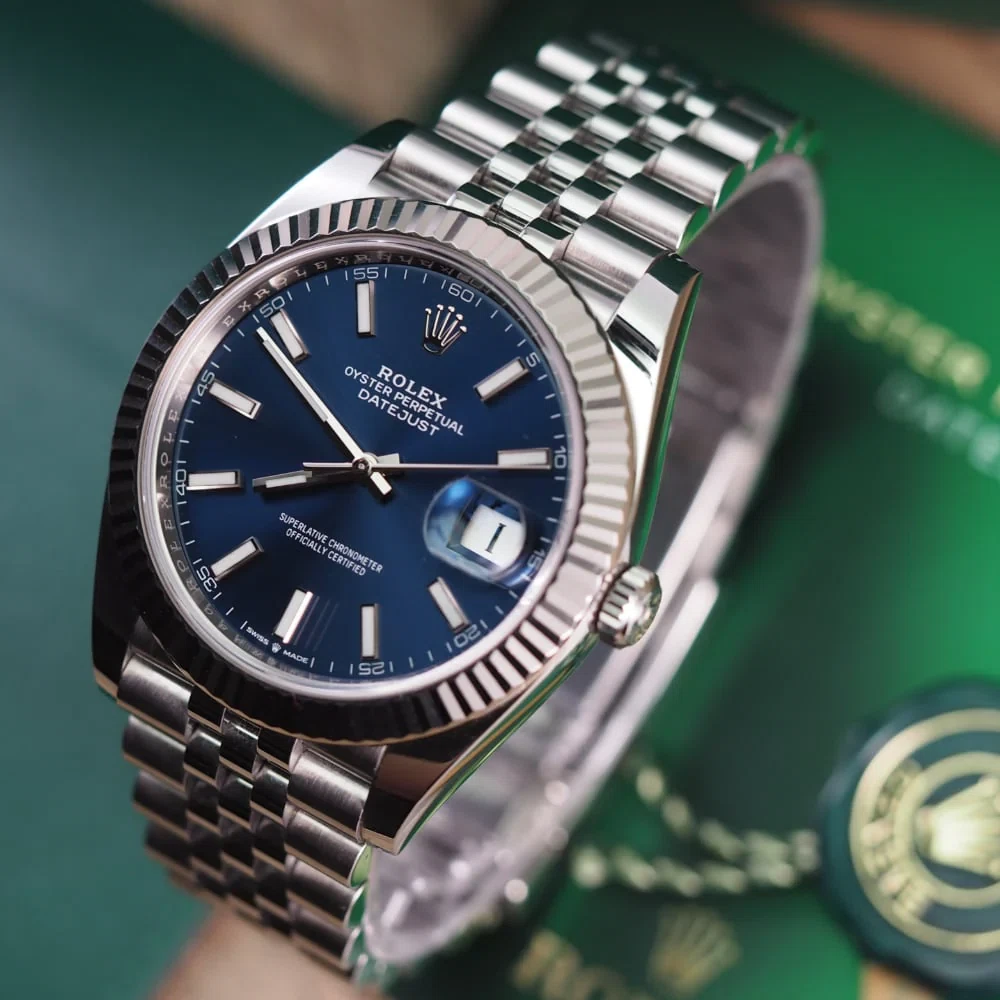 Datejust blaues Zifferblatt 126334 Jubilee Nahaufnahme