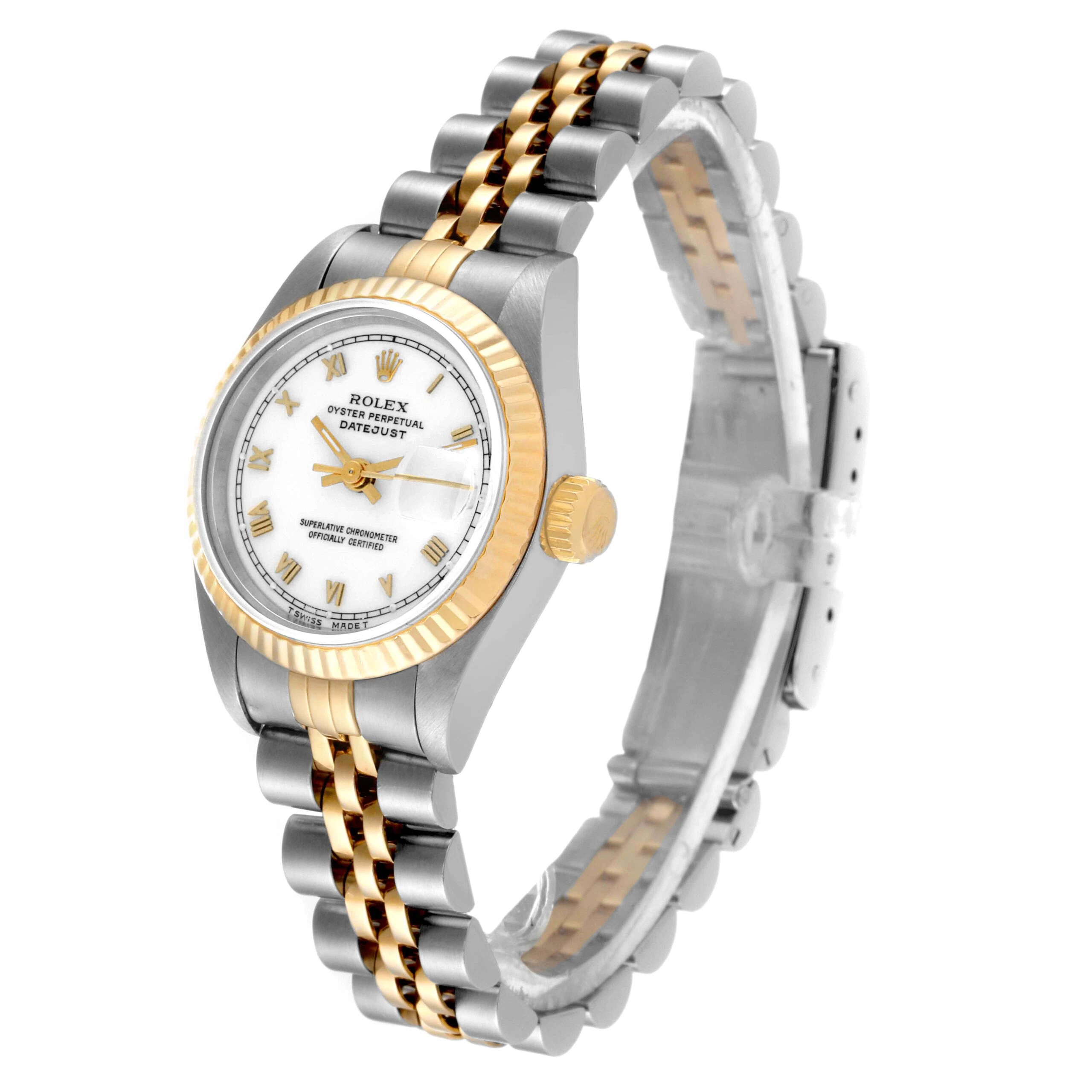 Lady-Datejust weißes Zifferblatt 69173 Perspektivansicht