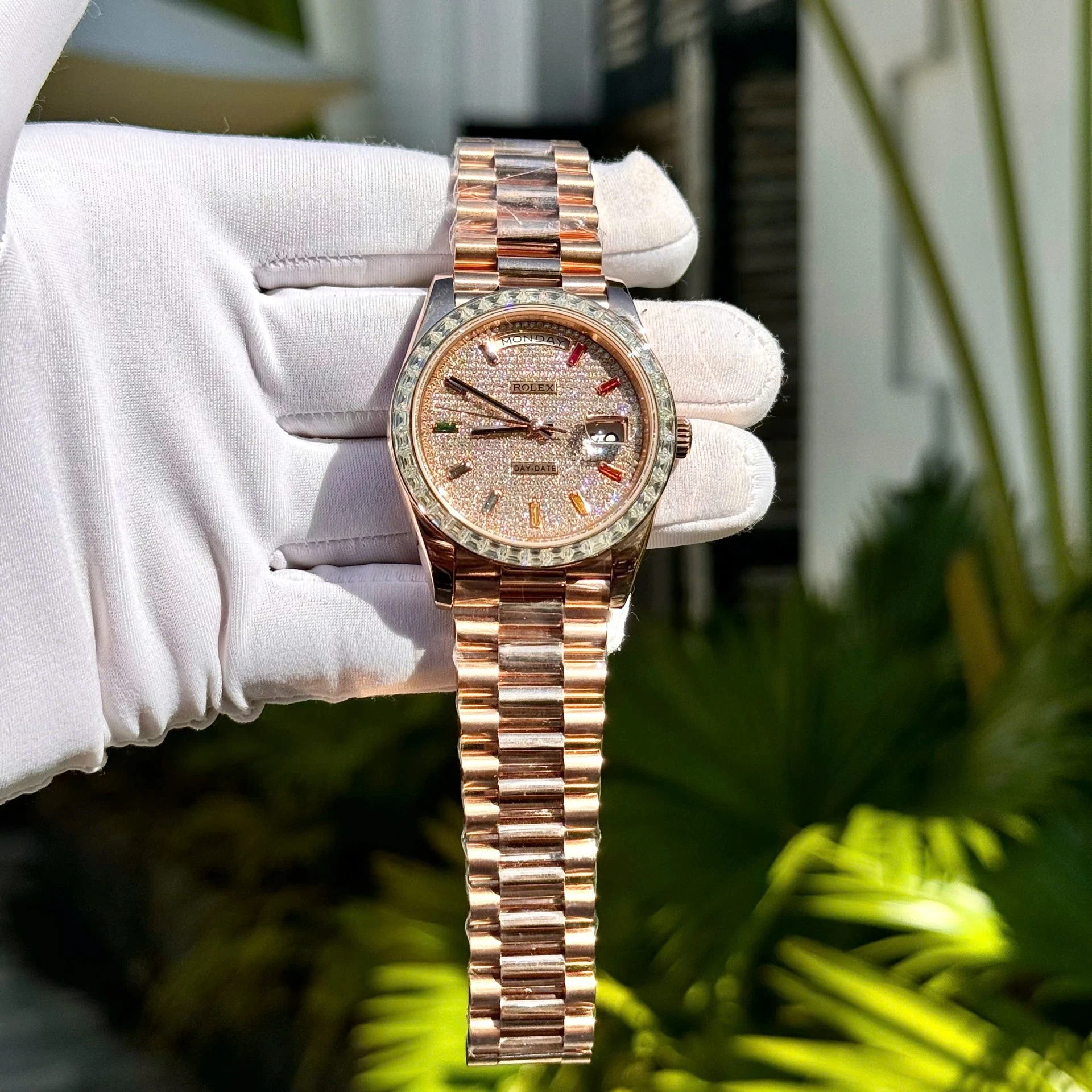 Rolex Day-Date mit Diamantbesatz-Pavé Zifferblatt 128395tbr-0008 36 mm – Superclone – Bild 2