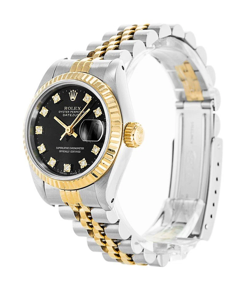Datejust schwarzes Zifferblatt 69173 Perspektivansicht