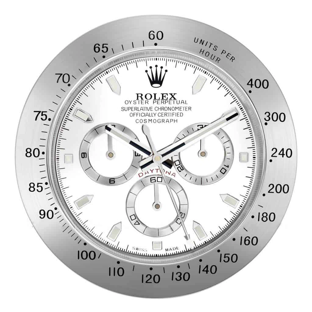 Wanduhr – DAYTONA Silber Perspektivansicht