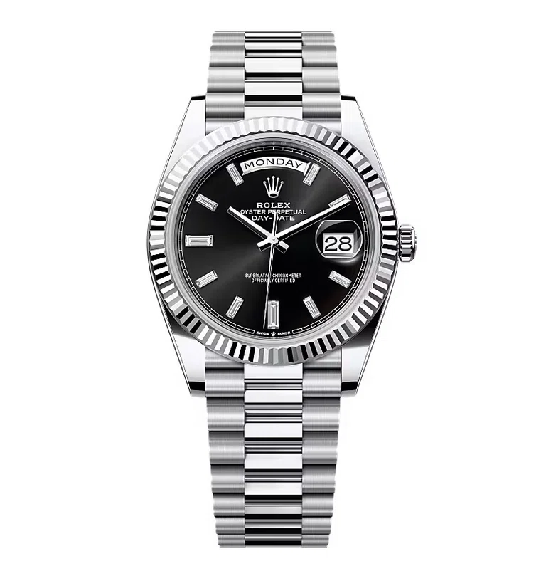Rolex Day-Date intensivschwarzes Zifferblatt mit Diamantbesatz 228236-0004 40 mm – Superclone