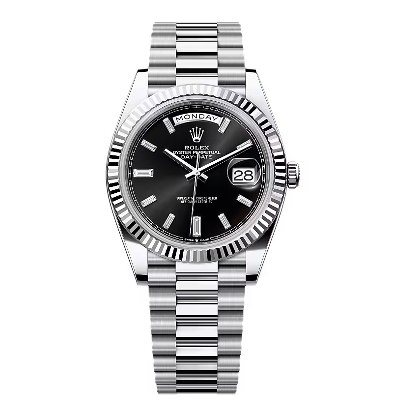 Rolex Day-Date intensivschwarzes Zifferblatt mit Diamantbesatz 228236-0004 40 mm – Superclone
