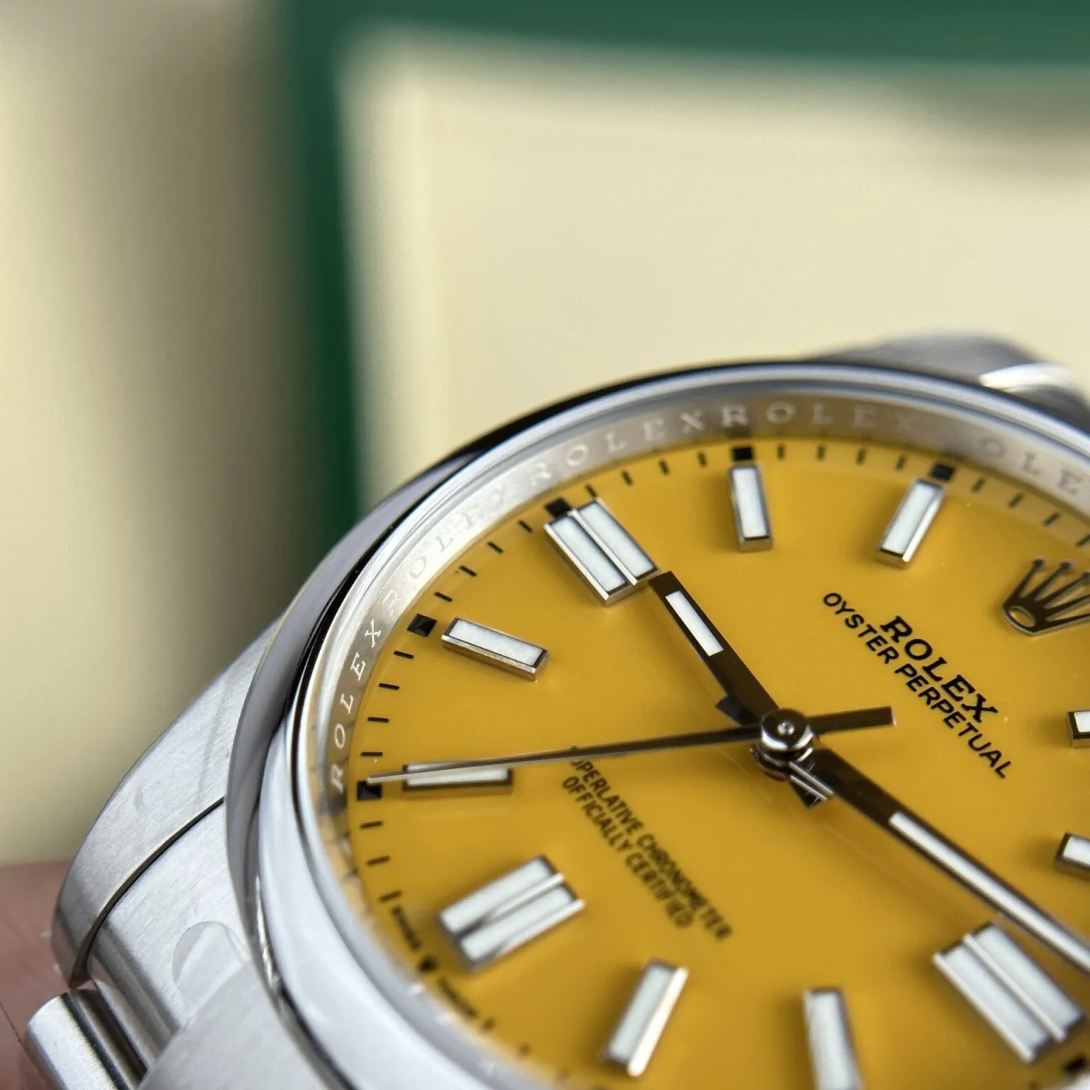 Oyster perpetual gelbes Zifferblatt Oyster Armband