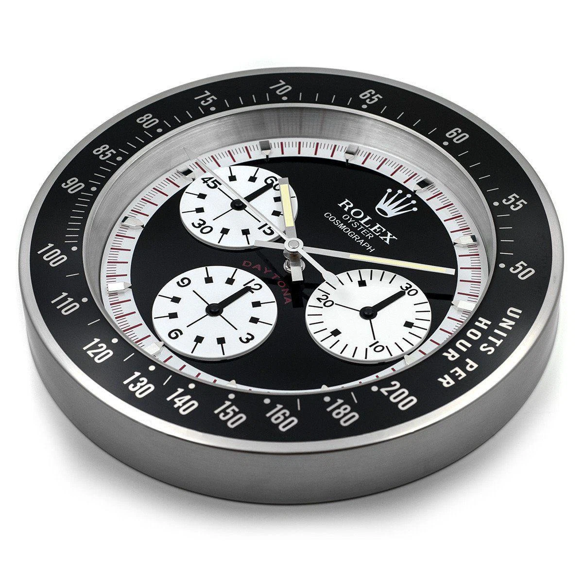 Wanduhr – DAYTONA PAUL NEWMAN Schwarz Schrägansicht