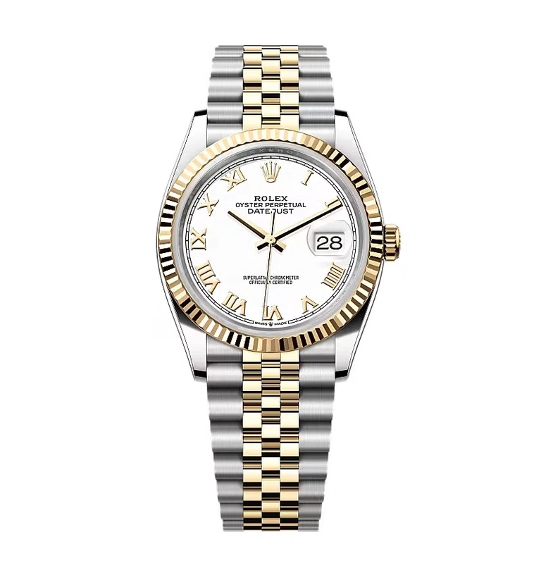 Rolex Datejust weißes Zifferblatt mit römischen Indizes 126233-0029 36 mm