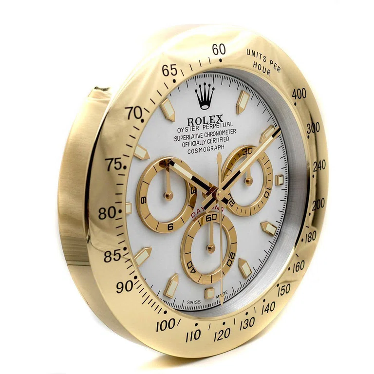 Wanduhr – DAYTONA Gold/weißes Zifferblatt