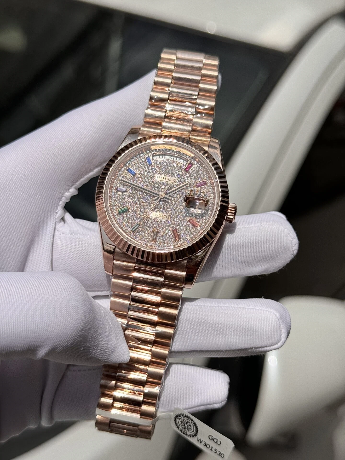 Rolex Day-Date mit Diamantbesatz-Pavé Zifferblatt 128235-0039 36 mm – Superclone – Bild 4