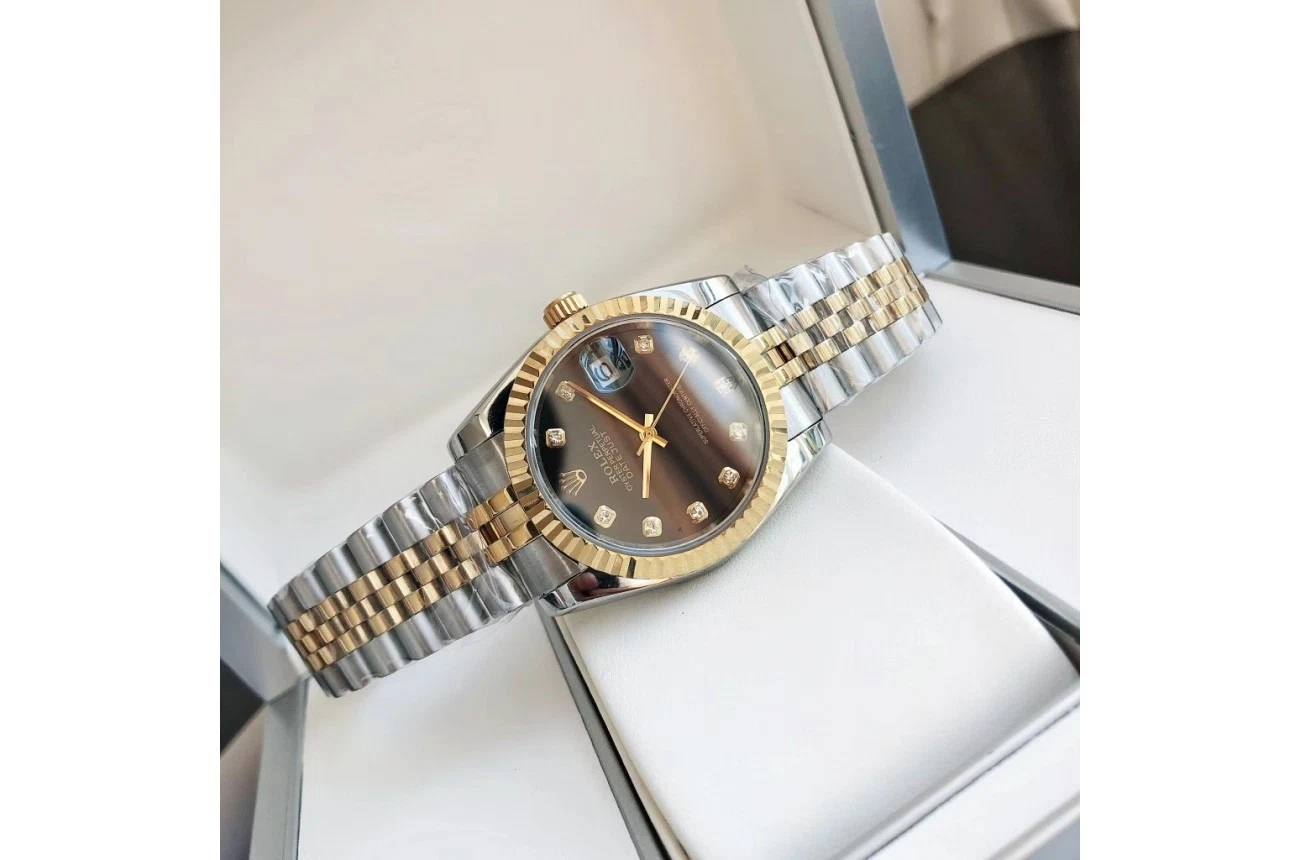 Datejust Roségold/Edelstahl Jubilee Schwarz/Diamantindizes Designdetail