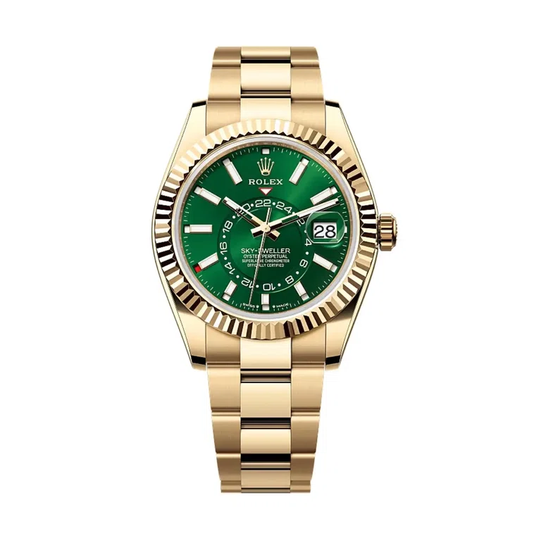 2025 Sky-Dweller 42mm 336938 Gelbgold Jubilee grünes Zifferblatt