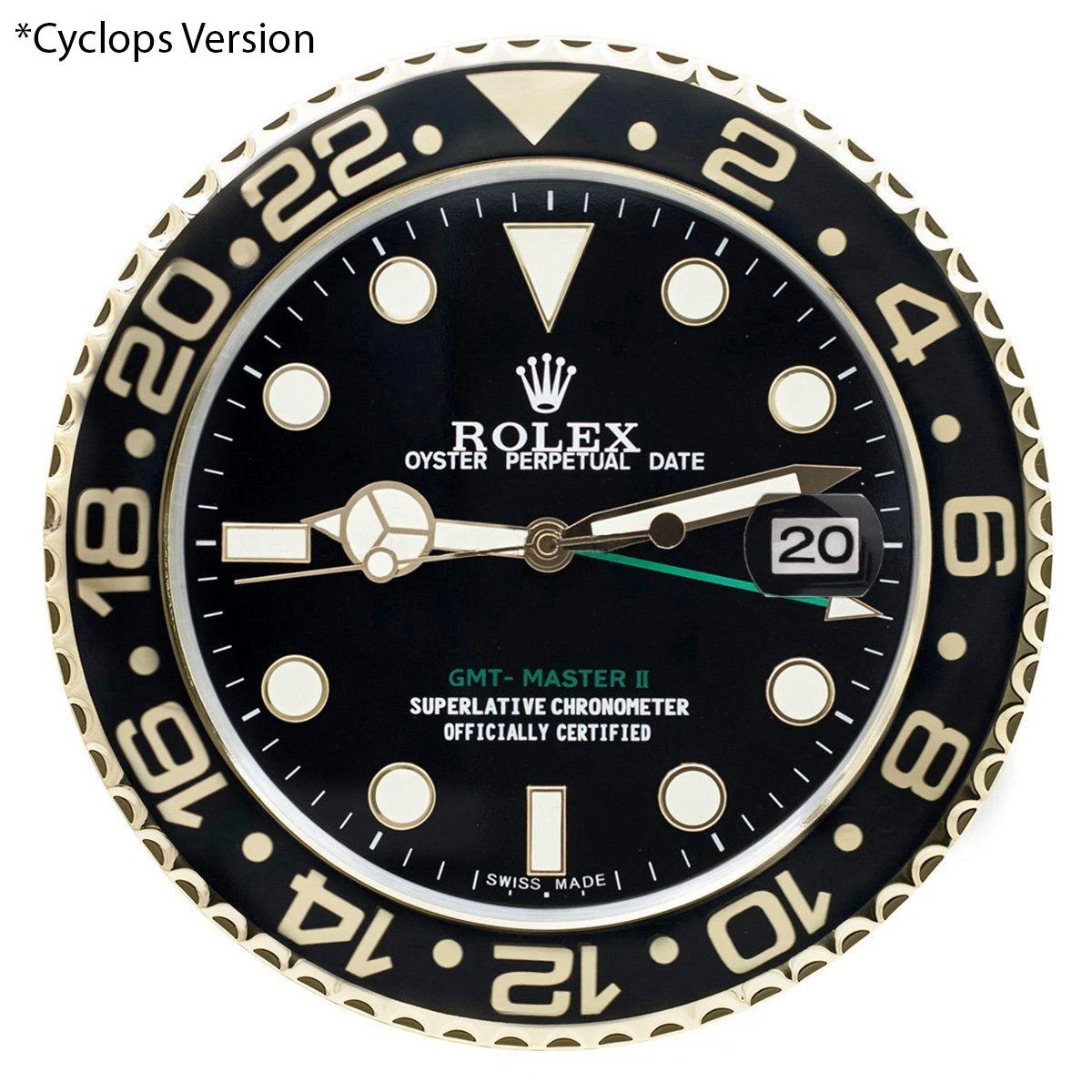 Wanduhr – GMT MASTER II Gold Perspektivansicht