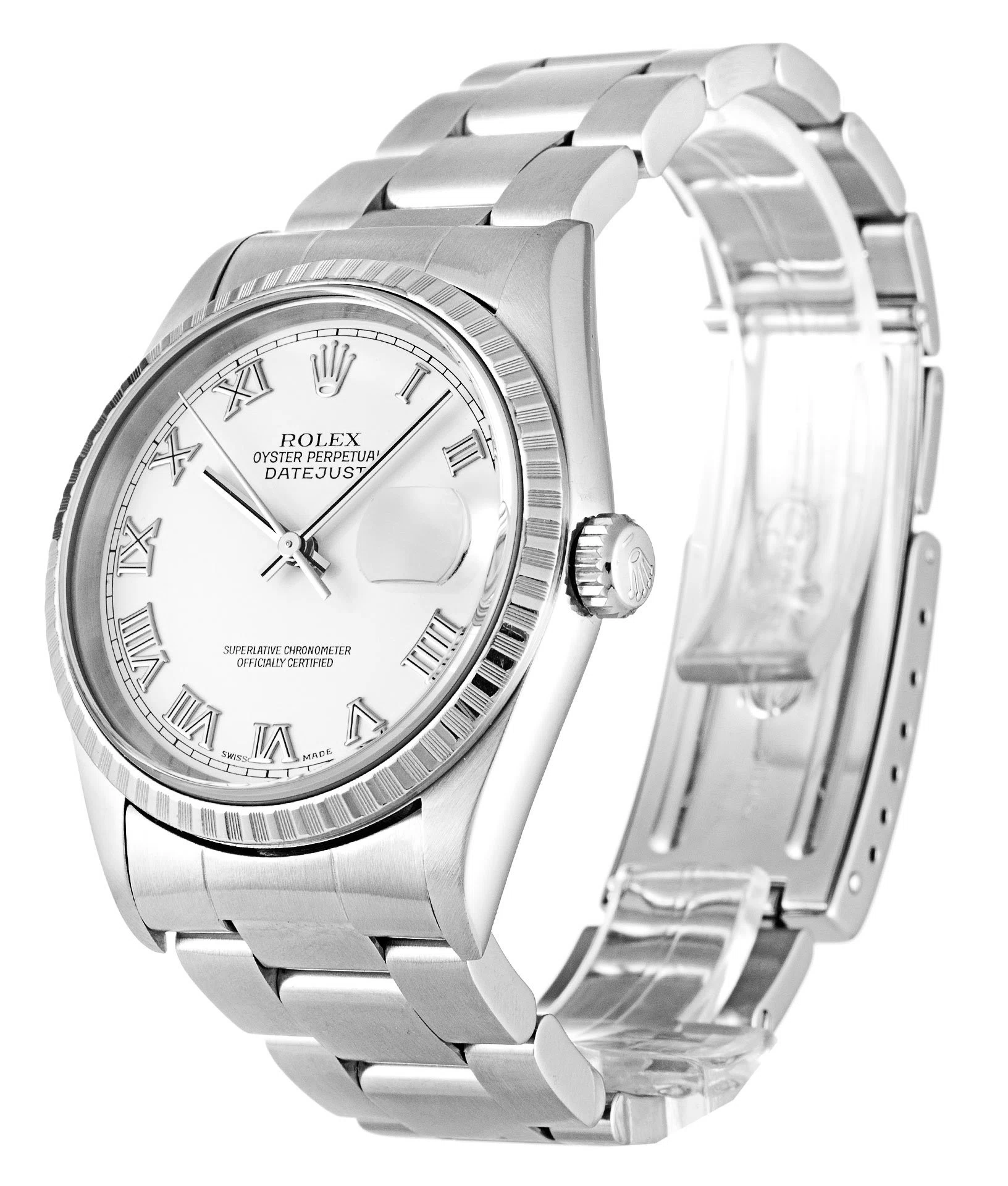 Datejust weißes Zifferblatt 16220 Perspektivansicht