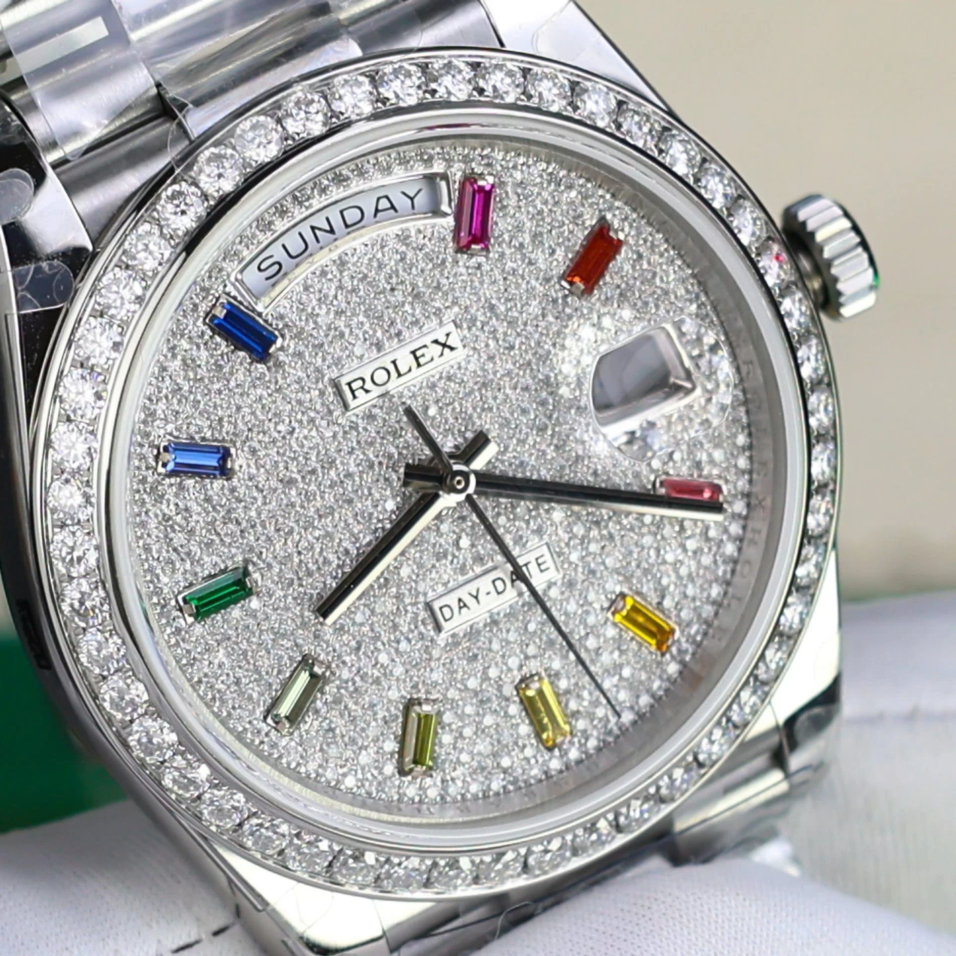 Rolex Day-Date mit Diamantbesatz-Pavé Zifferblatt 128349rbr-0006 36 mm – Superclone – Bild 8