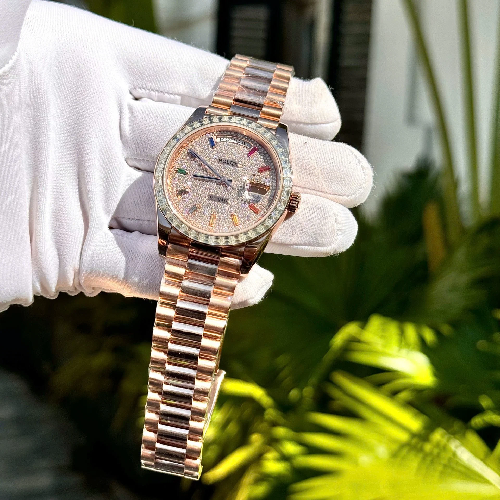 Rolex Day-Date mit Diamantbesatz-Pavé Zifferblatt 128395tbr-0008 36 mm – Superclone – Bild 6
